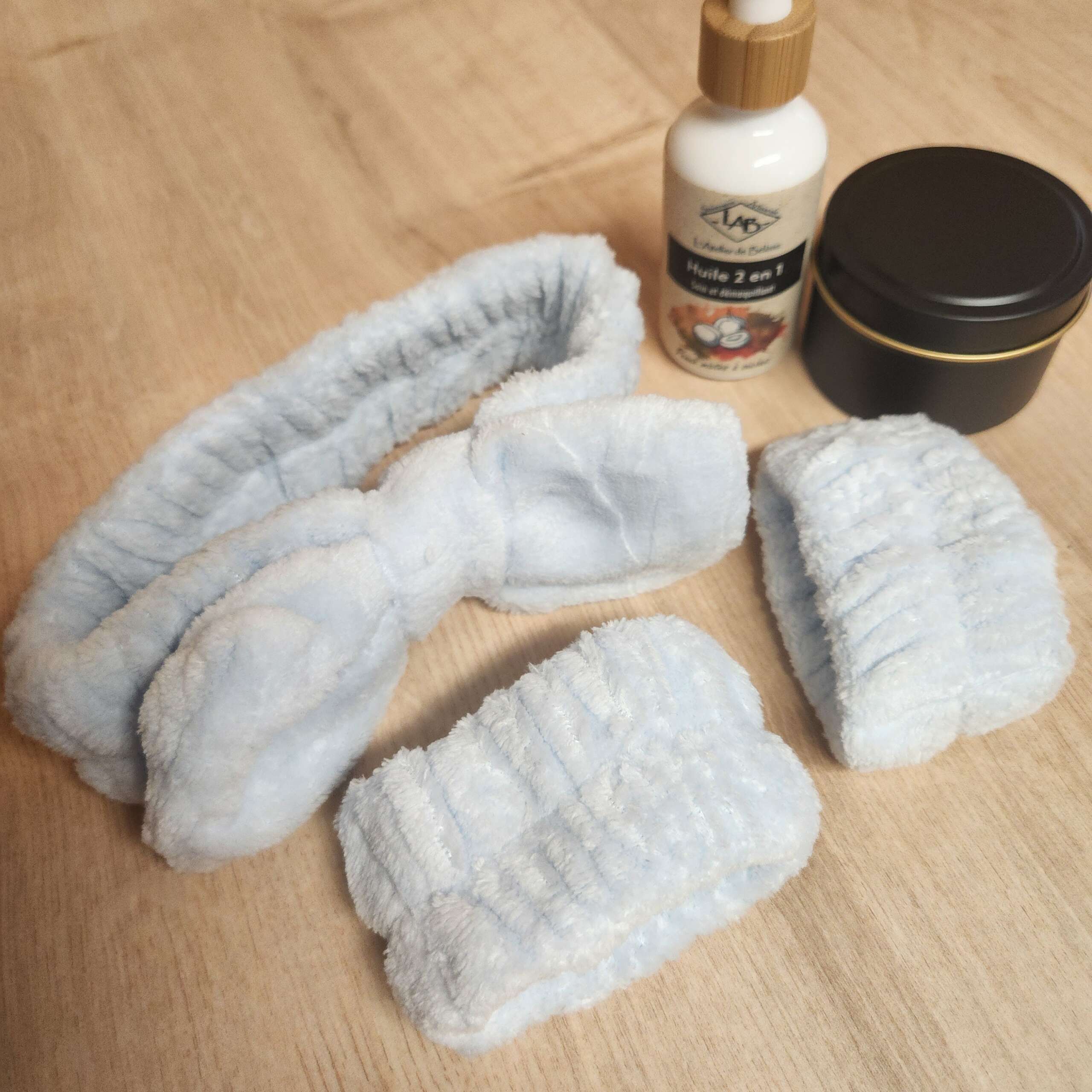 bandeau + bracelets-absorbants-lavage-visage, vendus séparément, différents coloris